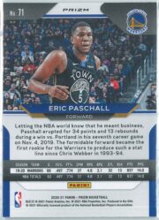 Eric Paschall Panini Prizm Basketball 2020 21 Base Green Prizm 71 2
