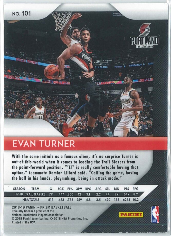 Evan Turner Panini Prizm Basketball 2018 19 Base 101 2