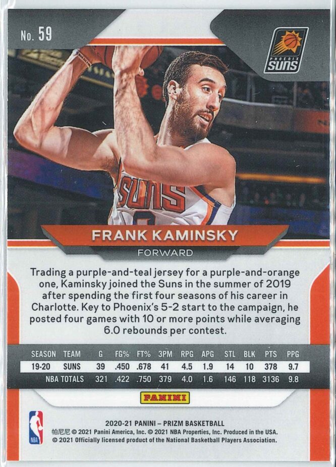 Frank Kaminsky Panini Prizm Basketball 2020 21 Base 59 2