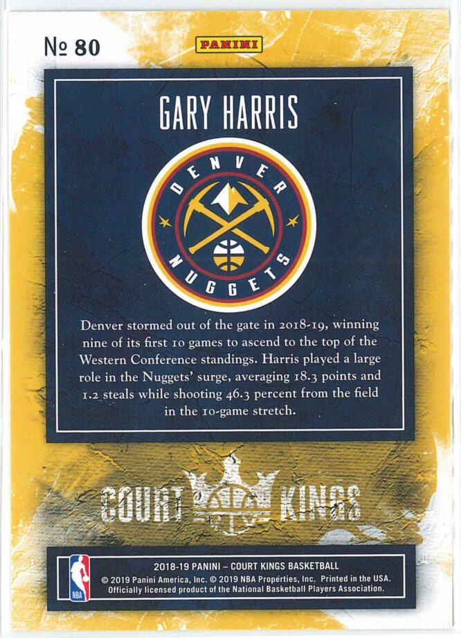 Gary Harris Panini Court Kings Basketball 2018 19 Base 80 2