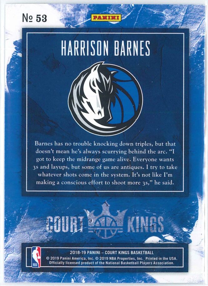 Harrison Barnes Panini Court Kings Basketball 2018 19 Base 53 2