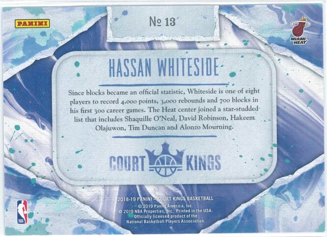 Hassan Whiteside Panini Court Kings Basketball 2018 19 Points In The Paint 13 2