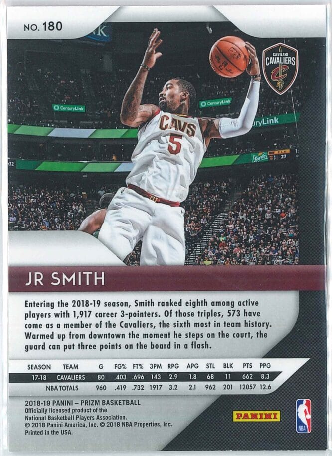 JR Smith Panini Prizm Basketball 2018 19 Base 180 2