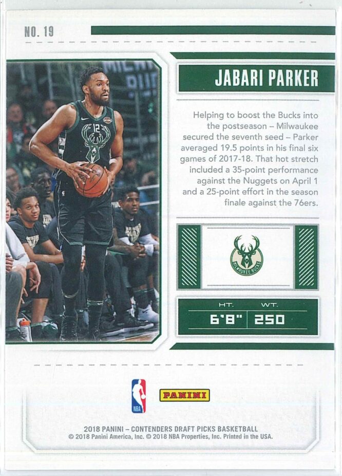 Jabari Parker Panini Contenders Draft Picks Basketball 2018 Season Ticket 19 2