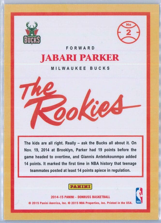 Jabari Parker Panini Donruss Basketball 2014 15 The Rookies Swarlorama 2 RC 2