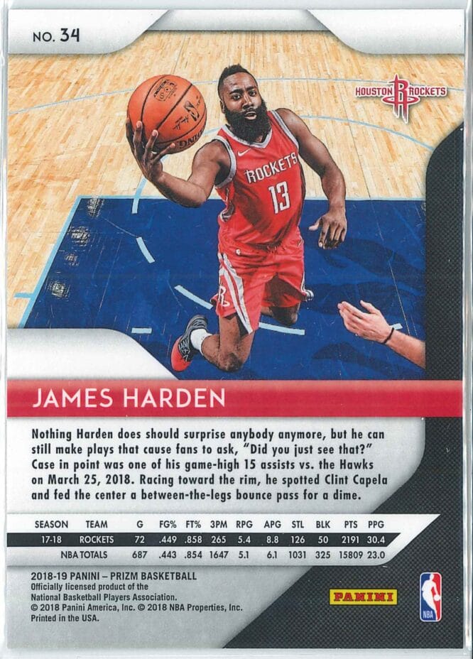 James Harden Panini Prizm Basketball 2018 19 Base 34 2