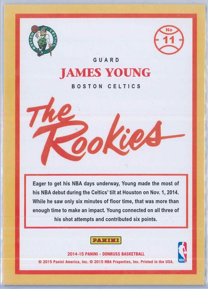 James Young Panini Donruss Basketball 2014 15 The Rookies 11 RC 2