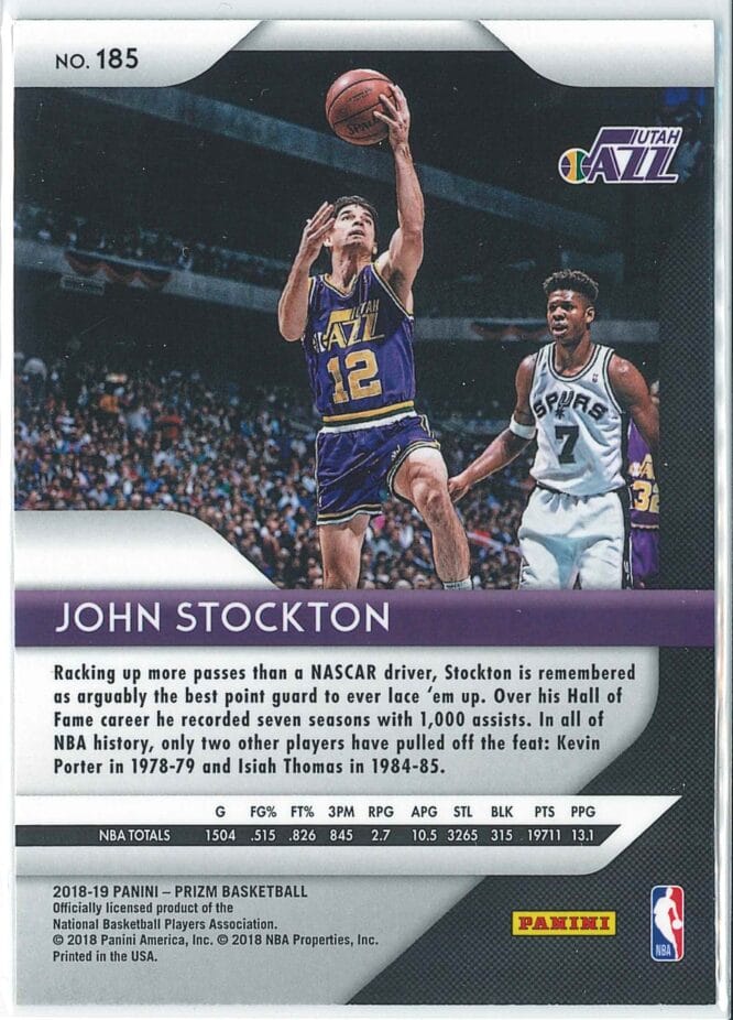 John Stockton Panini Prizm Basketball 2018 19 Base 185 2