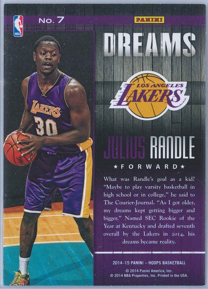 Julius Randle Panini Hoops Basketball 2014 15 Dreams 7 RC 2