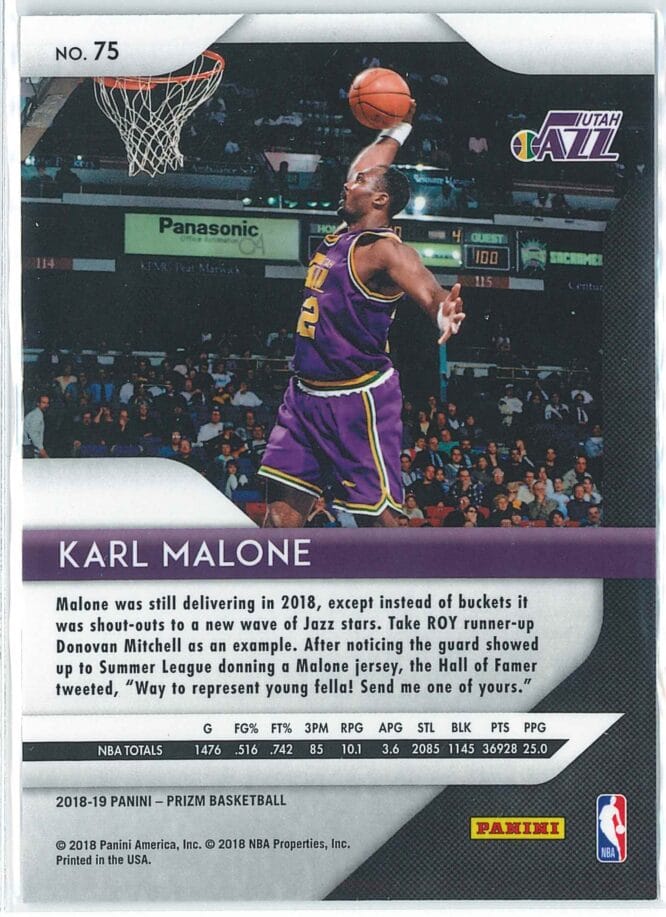 Karl Malone Panini Prizm Basketball 2018 19 Base 75 2