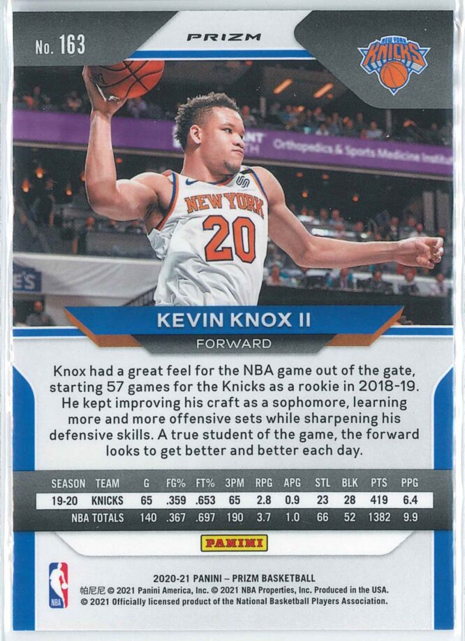 Kevin Knox II Panini Prizm Basketball 2020 21 Base Silver Prizm 163 2