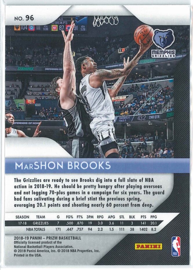 MarShon Brooks Panini Prizm Basketball 2018 19 Base 96 2