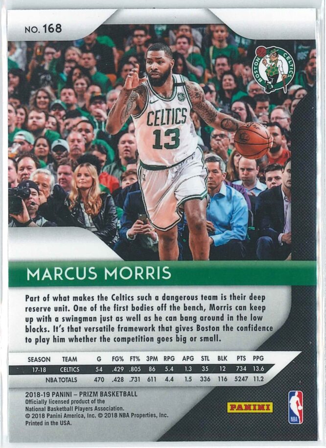Marcus Morris Panini Prizm Basketball 2018 19 Base 168 2