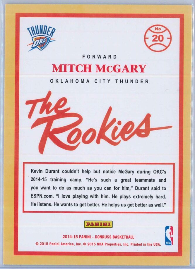 Mitch McGary Panini Donruss Basketball 2014 15 The Rookies 20 RC 2
