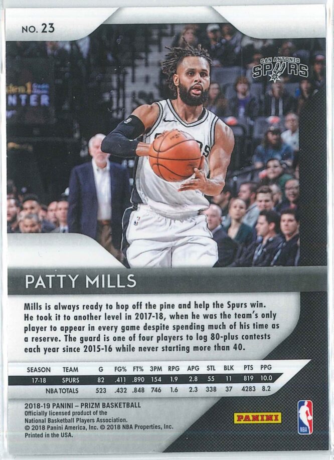 Patty Mills Panini Prizm Basketball 2018 19 Base 23 2