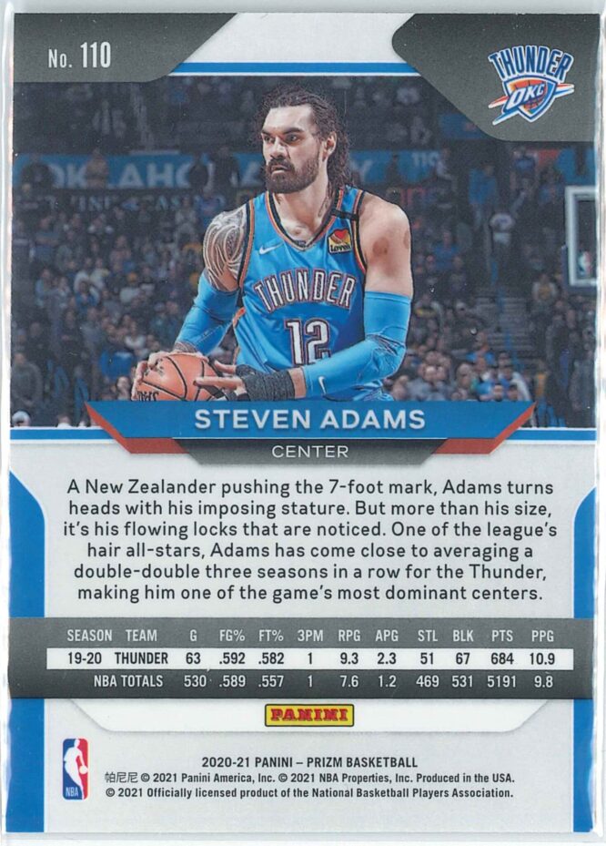 Steven Adams Panini Prizm Basketball 2020 21 Base 110 2