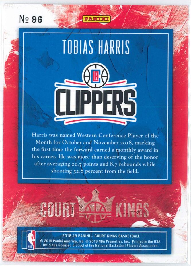 Tobias Harris Panini Court Kings Basketball 2018 19 Base 96 2
