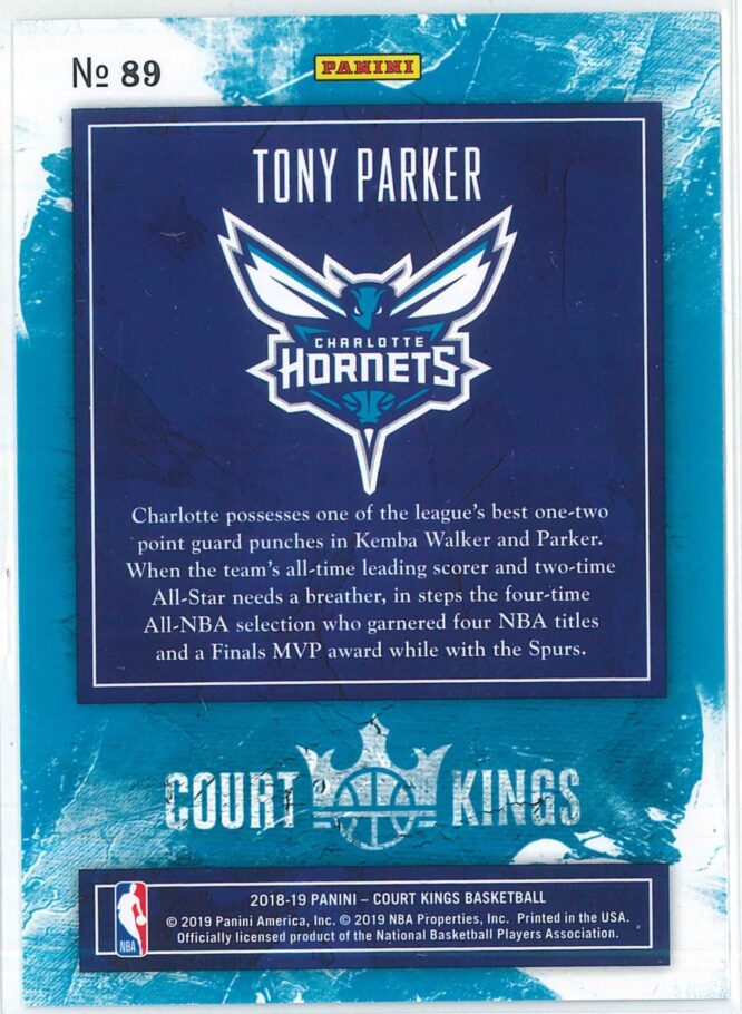 Tony Parker Panini Court Kings Basketball 2018 19 Base 89 2