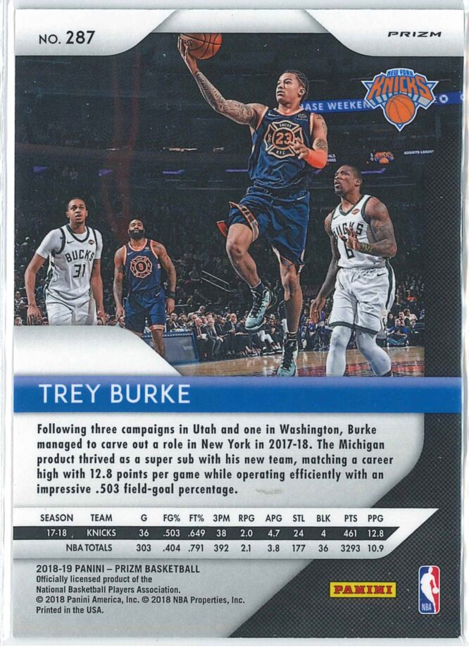 Trey Burke Panini Prizm Basketball 2018 19 Base Silver Prizm 287 2