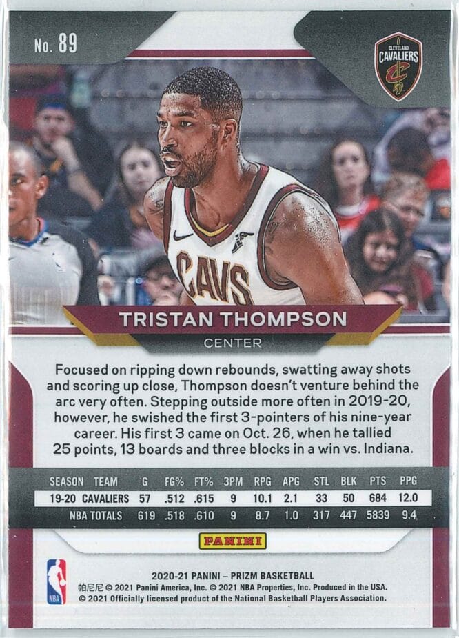 Tristan Thompson Panini Prizm Basketball 2020 21 Base 89 2