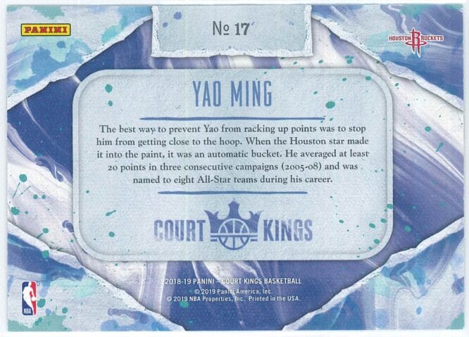 Yao Ming Panini Court Kings Basketball 2018 19 Points In The Paint 17 2