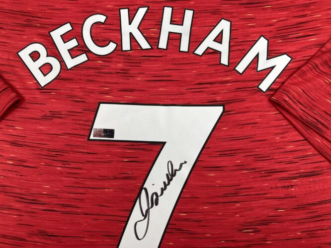 David Beckham Manchester United Replica 2021 2022 Home Jersey w Black Signature PA 64408 2