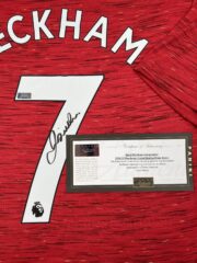 David Beckham Manchester United Replica 2021 2022 Home Jersey w Black Signature PA 64408 4
