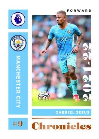 2021 22 Panini Chronicles Soccer Cards Premier League Base Chronicles Gabriel Jesus