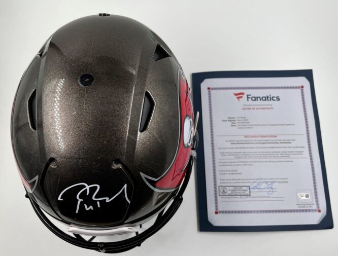 Tom Brady Tom Brady Signed Tampa Bay Buccaneers Grey Speed Flex Authentic Helmet AA0117217 5