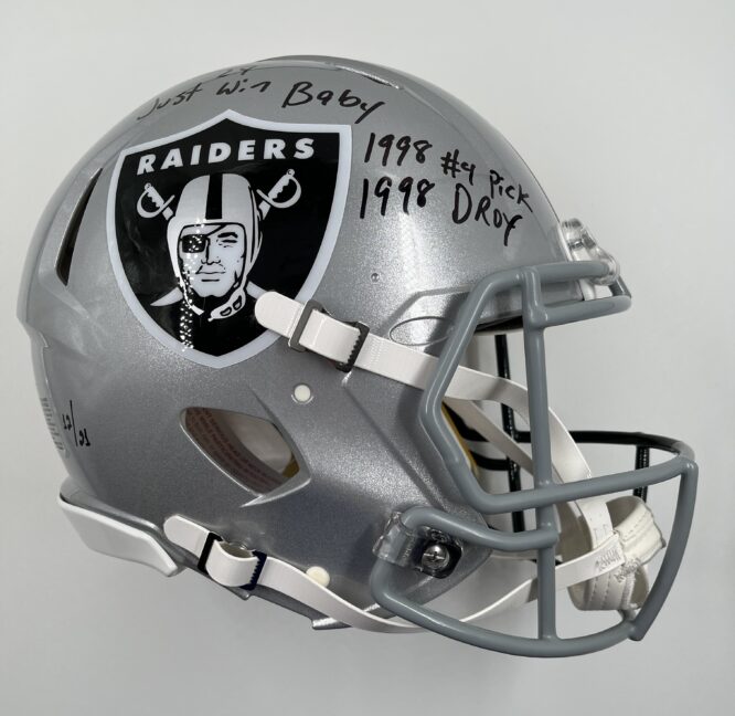 Charles Woodson Signed Las Vegas Raiders Green Bay Packers Half and Half Full Size Speed Authentic Helmet Serial Numbered 1221 B478764 1