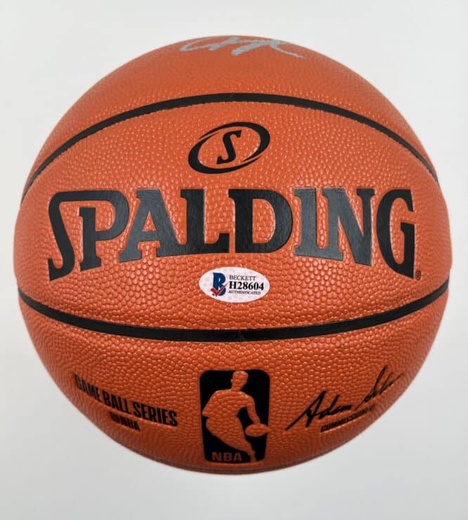 Giannis Antetokounmpo Milwaukee Bucks Authentic Signed Spalding Game Ball Series Basketball with Silver Signature H28604 2
