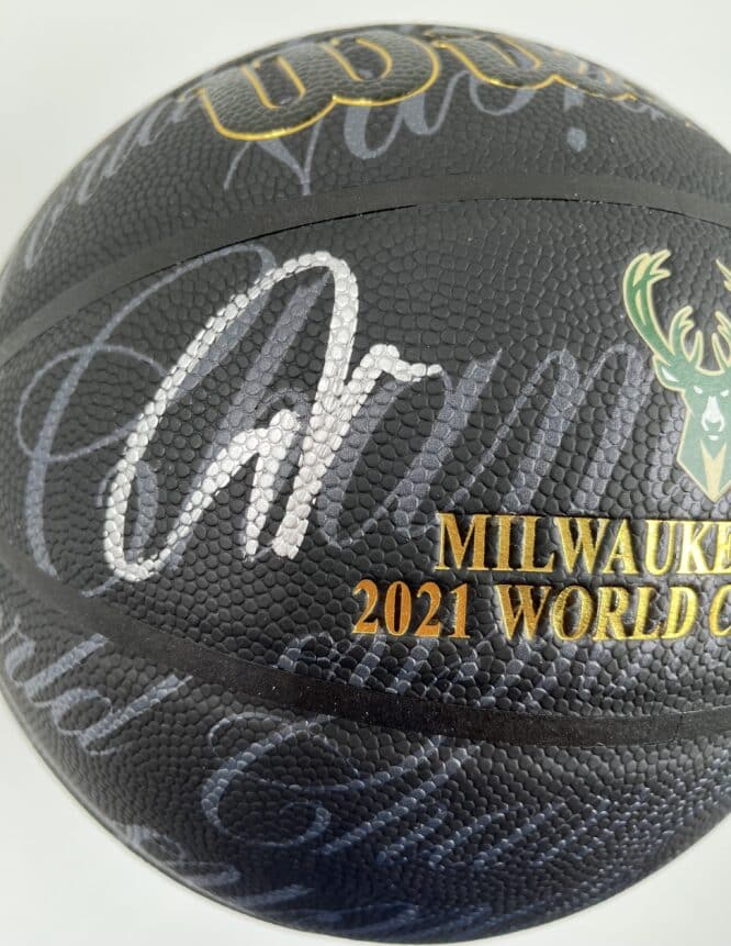 Giannis Antetokounmpo Milwaukee Bucks Authentic Signed Wilson 2021 Championship Basketball with Silver Signature B485473 3