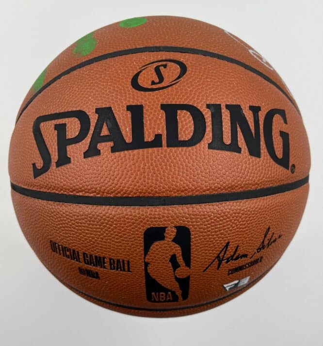 Larry Bird Boston Celtics Authentic Signed Spalding Official Game Ball Basketball with Silver Signature and Green Hand Print B485472 5